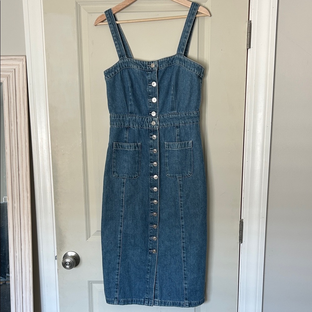 All Saints Elise Denim Midi Dress - US 6